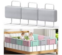 Kidsgigglz Barriere de Securite Enfant Lit, Barrière de Lit Anti-Chute Soft Pack Barrière Lit Enfant Protection de Bord de Lit Portable Hauteur Réglable Garde-Corps pour Lits Bébé -1Pcs 50cm, Gris Lin