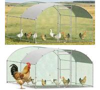 Kidsgigglz Enclos de libre parcours 3x4x2m, Poulailler accessible à pied avec extension arquée en métal, Cage à poules, Volière pour petits animaux avec bâche de toit