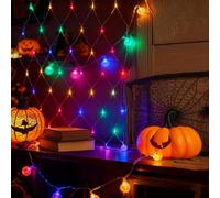 Kidsgigglz Guirlande lumineuse Filet pour l'extérieur et l'intérieur 6x2m RGB coloré, 500 LED, 8 modes d'éclairage avec minuterie et mémoire, étanche, pour Halloween Noël mariage jardin balcon fête
