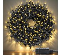 Kidsgigglz Guirlande Lumineuse Solaire avec Capteur Crépusculaire & USB-C, 100M 1000 LEDs Blanc Chaud, avec 8 modes d'éclairage, Étanche IP44, Guirlande LED Extérieur pour Sapin Noël, Terrasse, Fête