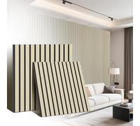 Kidsgigglz Lot de 6 panneaux acoustiques en bois - 60 x 60 cm - Pour studio, bureau, home cinéma, isolation phonique, mur - En chêne blanc