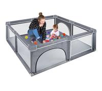 Kidsgigglz Parc Bébé Modulable en Tissu Oxford 127x127cm, Enfant Pliable avec Barrières et Maille Respirante pour Maison