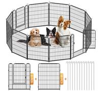 Kidsgigglz Parc pour Chien, Chenil Extérieur Enclos Lapin Cage en Métal Pliable avec Porte pour Rongeur Petit Animaux, Intérieur et Extérieur, 12 Grilles de 80x65cm