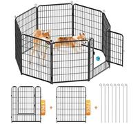 Kidsgigglz Parc pour Chien, Chenil Extérieur Enclos Lapin Cage en Métal Pliable avec Porte pour Rongeur Petit Animaux, Intérieur et Extérieur, 8 Grilles de 80x65cm