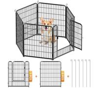 Kidsgigglz Parc pour Chien, Chenil Extérieur Enclos Lapin Cage en Métal Pliable avec Porte pour Rongeur Petit Animaux, Intérieur et Extérieur, 6 Grilles de 80x65cm