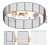 Kidsgigglz Parc pour Chien, Chenil pour Chien Exterieur Enclos Lapin Cage pour Chien en Métal Pliable avec Porte pour Chien Lapin Rongeur Petit Animaux, Intérieur et Extérieur, 16 Grilles de 80x 65cm