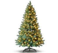 Kidsgigglz Sapin de Noël Artificiel 180cm avec éclairage, Guirlande Lumineuse 8 Modes Sapin Artificiel Lumineux, sapins de Noel pour décoration avec 570 Branches et Pliable Support Métal, Vert