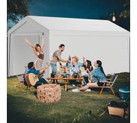 Kidsgigglz Tonnelle Carport Auto 3x6 m, Grande Tente de Garage, Protection UV, Convient aux SUV, Bateaux, camions ou pour événements extérieurs, Garage Mobile, entrepôt ou abri Polyvalent (Blanc)