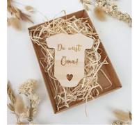 Kidslino Proclamation de grossesse - Body en bois avec boîte surprise I Boîte cadeau pour annonce de bébé I Idées de grossesse I Nous recevons une surprise pour bébé
