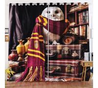 KIDSLOVE Lot de rideaux occultants pour chambre à coucher - Impression 3D - Motif : hibou - Pour chambre d'enfant - Rideau coulissant opaque pour décoration de salon (3,280 x 180 cm (l x h) / 140 x