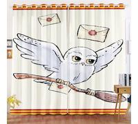 KIDSLOVE Lot de rideaux occultants pour chambre à coucher - Impression 3D - Motif : hibou - Pour chambre d'enfant - Rideau coulissant opaque pour décoration de salon (4,100 x 140 cm (l x h) / 50 x 140