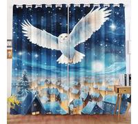 KIDSLOVE Rideau occultant motif chouette de dessin animé - Rideau occultant - Pour chambre à coucher, chambre d'enfant (7,150 x 166 cm (l x h) / 75 x 166 cm x 2)