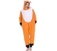 Kidukso Adulte Renard Costume Unisexe Renard Combinaison Renard Combinaison Pyjama Halloween Noël Cosplay Animal Vêtements de Nuit, Jaune Profond XL
