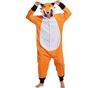 Kidukso Unisexe Renard Combinaison Animal Renard Pyjama Douillet Halloween Noël Cosplay Costume pour Hommes Femmes, Orange