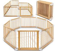 KIDUKU® Barrière de sécurité Parc bébé XXL 7,2 mètres, pliant, porte inclus, à 8 pièces, forme individuelle selon votre choix
