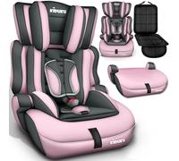 KIDUKU® Siège auto pour enfants avec Protection, évoluant avec la croissance, Norme ECE R129/03, 6 couleurs disponibles, de 9 kg à 36 kg (de 1 à 12 ans), Groupe 1 + 2 + 3 (Gris/Rose)