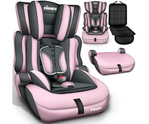 KIDUKU® Siège auto pour enfants avec Protection, évoluant avec la croissance, Norme ECE R129/03, 6 couleurs disponibles, de 9 kg à 36 kg (de 1 à 12 ans), Groupe 1 + 2 + 3 (Gris/Rose)