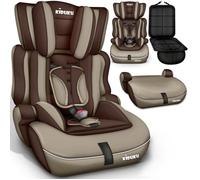 KIDUKU® Siège auto pour enfants avec Protection, évoluant avec la croissance, Norme ECE R129/03, de 9 kg à 36 kg (de 1 à 12 ans), Groupe 1 + 2 + 3 (Marron/Beige)