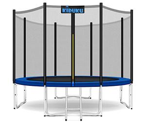 KIDUKU® Trampoline Ø 244/305/366/427 cm | Kit Complet avec Filet de sécurité, échelle, Housse de Bord, ancrage au Sol et Accessoires | Trampoline de Jardin pour Enfants Charge maximale 150 kg