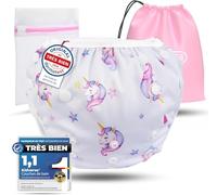KIDVERSE Couche Piscine bébé 0 à 3 Ans - réglable, réutilisable & Lavable avec Pochette - pour Fille & garçon - qualité certifiée - Couche de Bain bébéche de Bain pour bébé de 0 à 3 Ans
