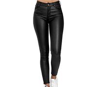 KIDWA Pantalon en Cuir Stretch for Femme Pantalon en Cuir Effet Push-up (Color : Schwarz, Size : XL)
