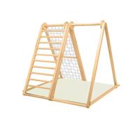 KIDWOOD Cadre d'escalade pliable avec tapis, triangle d'escalade avec barre de gymnastique White Edition