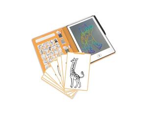 KIDYWOLF - KIDYDRAW MINI Animaux - Tablette à Dessiner 30 Calques | Écran LCD 8,2 pouces, 30 modèles réutilisables à décalquer, ardoise magique légère, bouton d'effacement, dès 4 ans