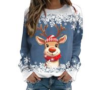 Kielsjajd Pull de Noel Femme, Pull Noel Moche Rigolo Femme Hiver, Femmes Automne Hiver décontracté Noël Renne Bonhomme de Neige Cloches imprimé Mignon Manches Longues col Rond Confortable Fille