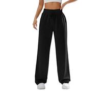 Kiench Pantalon de Jogging Taille Haute pour Ado Fille Jambes Larges avec Cordon de Serrage