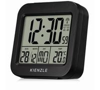 Kienzle Réveil de voyage radio-piloté avec affichage de la température, deux alarmes, fonction snooze, rétroéclairage LED, compact, noir