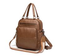 Kiepoar Sac à Dos en Cuir pour Femme, 3 en 1 comme Sac porté Dos Sac à Bandoulière Grande Sac à Main Imperméable Chic Scolaire, Cartable Multipocket Élégant pour Voyage Bureau École Marron