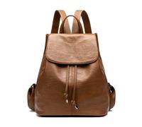 Kiepoar Sac à Dos en PU Cuir pour Femme Fille, Élégant Sac à Cordon Anti-vol Décontracté Chic Sac d'école Scolaire Cartable Classique Multipocket Léger Grande, Sac pour Bureau École et Voyage