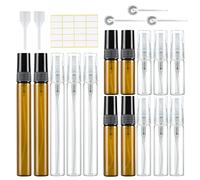 Kieswan 15Pcs Vaporisateur Parfum Rechargeable, Vide Flacon Voyage Mini 3ml 5ml 10ml, Bouteille Spray Verre Atomiseur Portable Echantillon Parfum Spray Bottle(Transparent et couleur ambre)