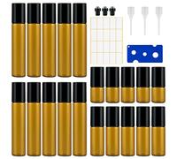 Kieswan 20Pcs Flacon Roll On Vide 3 ml/5 ml/10 ml, Roll On Huiles Essentielles Ambré Flacon Verre Mini Bouteille Pour Mélanges D'huiles Aromatiques, Parfums, Massage