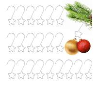 Kieswan Lot de 60 Crochets de Suspension pour Boules de Noël - Petit Crochet en métal argenté - en Forme d'étoile - pour décorations et décorations de Sapin de Noël