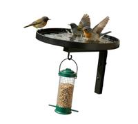 KieTeiiK Baignoire aviaire murale pour oiseaux sauvages, plateau d'arrosage de jardin avec crochet inférieur, bassin en métal peu profond, décoration de clôture, station de perchoir de jardin, station