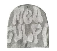 KieTeiiK Bonnet souple tricoté avec inscription « MEA » style années 2000, unisexe, pour homme et femme, gris clair
