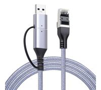 KieTeiiK Câble adaptateur de réseau USB C vers RJ45 Gigabit avec boîtier en alliage d'aluminium tressé en PVC garantissant une connexion Internet stable sans enchevêtrement