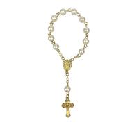 KieTeiiK Chapelets À Doigts en Acrylique Chapelet Baptême Petit Chapelet avec Croix Faveur Fête pour Communion Baptême Fête Mariage Chapelets À Doigts Fausses Perles Catholiques Baptême Fête
