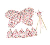 KieTeiiK Costume d'aile de fleurs pour enfants comprenant chapelet et bâton de conjuration pour faire semblant et démonstration Costume de Hobgobelin ventilé pour les tâches de plein air