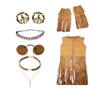 KieTeiiK Ensemble d'accessoires de costume hippie des années 1960 et 1970, boucles d'oreilles, lunettes de soleil pour carnaval, fête, Halloween, cosplay, costume hippie pour femme