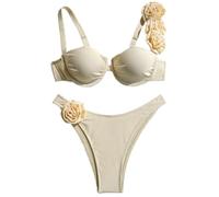 KieTeiiK Maillot de bain deux pièces à motif floral pour femme, maillot de bain push-up à coupe haute, dos nu