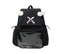 KieTeiiK Sac à dos fonctionnel transparent tendance à pois - Construction en nylon résistant à l'usure - Spacieux - Compagnon de voyage - Respirant et résistant à l'usure, Noir