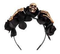 KieTeiiK Serre-tête, diadème et couronnes d'Halloween Jour des morts pour femme - Motif tête de mort - Fleur rose
