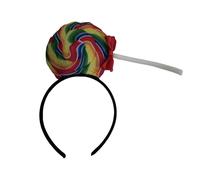KieTeiiK Serre-tête en forme de sucettes arc-en-ciel pour jeux de rôle - En tissu doux - Ornement de bonbons - Pour adultes et enfants - Accessoire d'événement - Sucette colorée