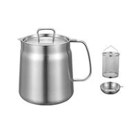 KieTeiiK Systèmes De Filtration D'huile en Acier Antirouille Robustes 304 Conteneur Stockage Efficace avec Poignée Économie D'huiles Outil Cuisine Cruches Filtrantes pour Frites en Acier Antirouille