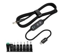 KieTeiiK USB C DC5.5mm Power Supply 100W with 5V/12V/15V/19V/20V Multiple Output USB to Direct Power Cord 8 Adapters for Laptops Voltages Control Charging Cable