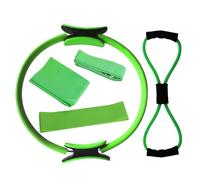 Ensemble de bagues de pilates, kit essentiel de pilates pour femme, extenseur de poitrine, boucle de résistance, anneaux de pilates pour jambes, bras et cuisses, perte de poids (vert)