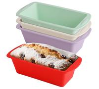 Kievano Moule Cake Silicone - Lot de 4 Moules Rectangulaires 19,2×9,5×5,5 cm - Moules Gâteau Silicone Antiadhésifs pour Pain, Cakes & Desserts - Four & Air Fryer