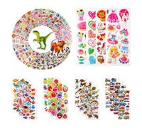 Kieyeepi 2000+ Autocollants Enfants 3D Puffy avec Animaux Dinosaures Voitures Fruits et Plus 100 Feuilles pour Scrapbooking Activités Créatives Fêtes et Récompenses 21×7,5 cm